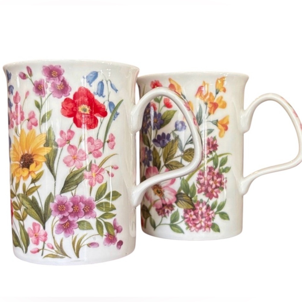 Elegance Fine Bone China Floral Mug Set of 2